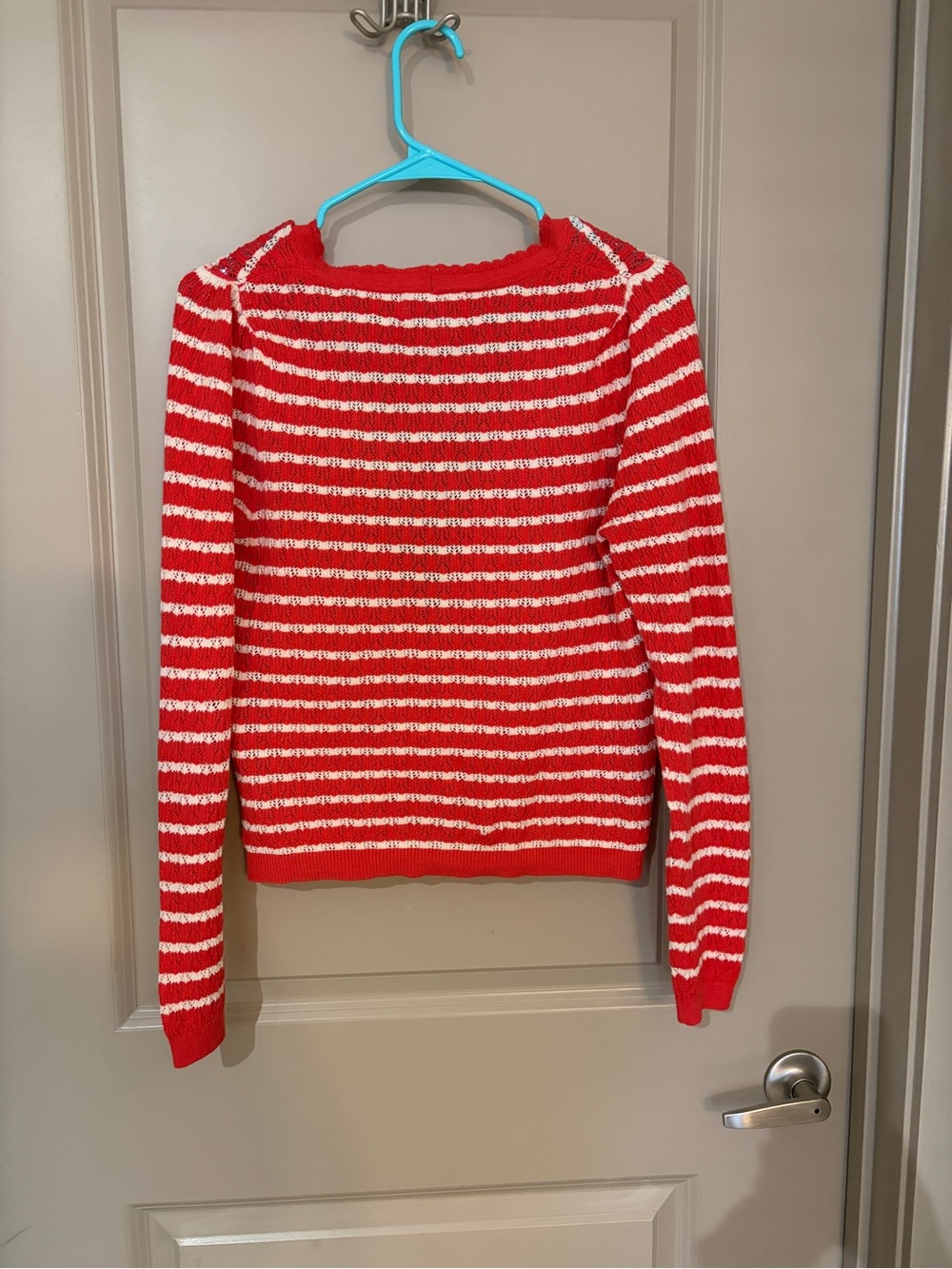 Old Navy Red and White Striped V-Neck Cardigan - Picture 6 of 6